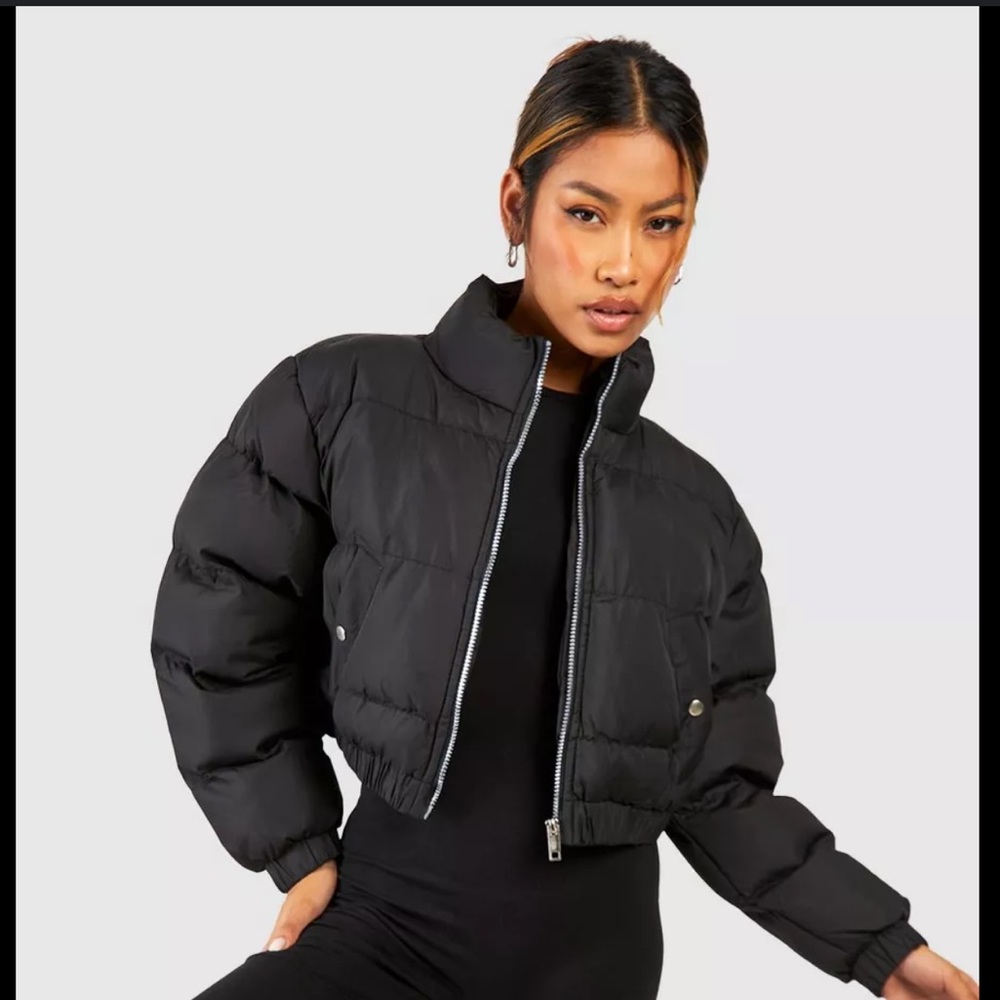 Cropped Black Puffer Jacket